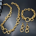 EU/US Import Fashionable Commute Simple Style Jewelry Set Personality Versatile Premium Light Luxury Bracelet Necklace Earrings Set
