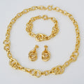Western Jewelry Set Geometric Round Band Mutual Clasp Pair Band Necklace Bracelet Set Earrings Set Women Fashionable Versatile