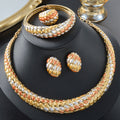 Dubai Statement Bead Gem Set Moon Color Block Polka Dot Grain Necklace Bangle Ring Earrings Set Banquet Accessory