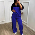 Spring-Summer Sporty Casual Wide Leg Pants 2-Piece Set