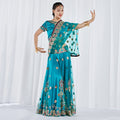 Women's Mesh Saree Set 2026 | 2 Piece Outfit Set - Lake Blue