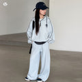 Girls' Faux Layered Pullover Hoodie Wide-Leg Pants Set