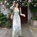 EI Yao New Chinese Retro Floral Camisole + Cardigan Two-Piece Set