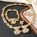 Overseas 18k Gold Plated Bear Rhinestone Middle East Dubai Accessory Necklace Earrings Set Bracelet Ring Jewelry Set Wholesale