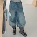 Girls' Faux Layered Long Sleeve Tee & Denim Carrot Pants Set