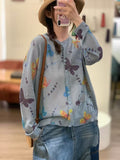 Women's Spring-Summer Casual Fashion Linen Cotton Printed Lightweight Loose Cardigan - Pink