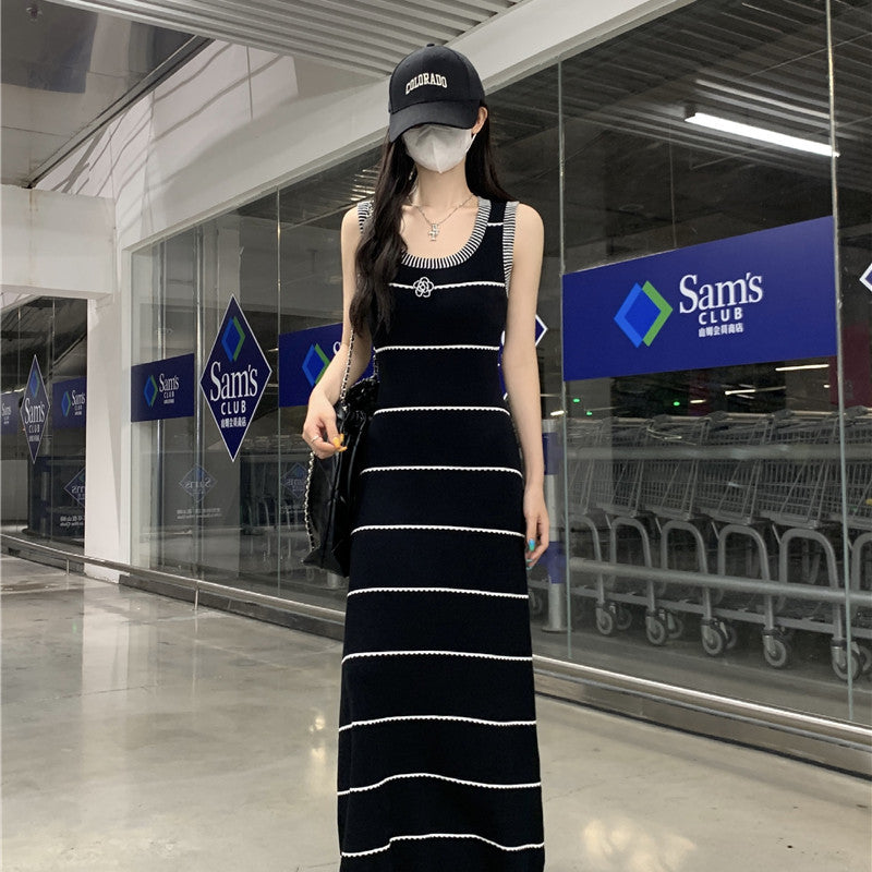 Chanel Style Camellia Embroidered Knit Bodycon Dress, 2026