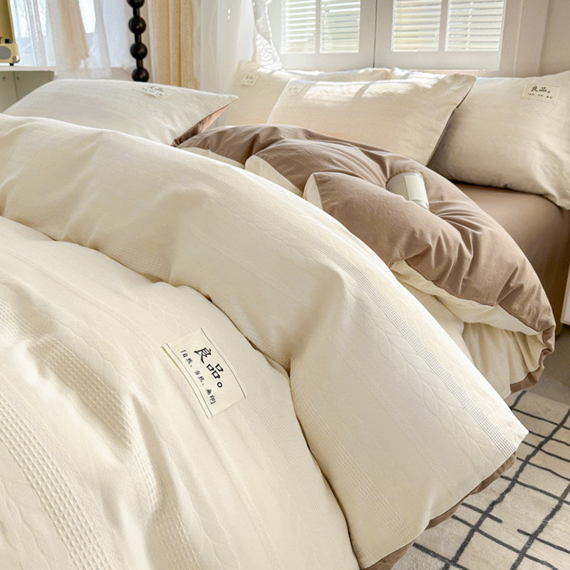 Cotton Waffle-Weave 4-Piece Bedding Set – Minimalist Soft Comfort - view 4
