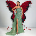 Women's One-Shoulder Off-Shoulder Tulle Premium Evening Gown Banquet