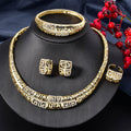 New Arrival 14k Gold Plated Copper Exquisite Necklace Earrings Set Ring Bracelet Set Bride Accessory Set Pendant