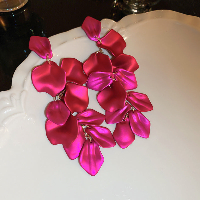 Rose Petal Long Statement Earrings - view 12