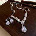 Star Fall One Room ~ Teardrop Fringe Jewelry Set Light Luxury Niche Banquet Clavicle Chain Wedding Gathering Ambience Necklace