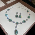 Star River Draping Color Gem Teardrop Full Diamond Necklace Light Luxury Niche Clavicle Chain Banquet Luxury Gathering Jewelry Set