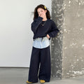 Girls' Loose Hoodie Striped Flap Back Sweatpants Set