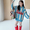 Girls' Polo Collar Top & Striped Shorts Set - Korean