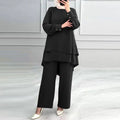 Fashion Double-Layer Loose Wide Leg Pants + Top Set