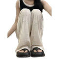 Summer Sporty Drapey Crystal Elastic Straight Leg Wide Leg Pants + Pants