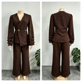 Formal Long Sleeve Lace Trim Pants 2-Piece Set