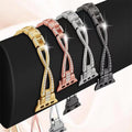 For Appleiwatch Watch Band SE678 Third Gen Overseas Women Cross Glossy Crystal Stainless Apple Metal Band