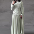 2026 Crystal-Trimmed Shawl Light Green Elegant Long Dress Set