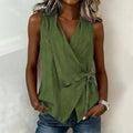 Spring-Summer Casual Sleeveless Tie-Front Shirt