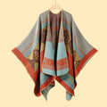 Women's Fall-Winter Ethnic Versatile Slit Plaid Shawl + Cape 2026 - Red