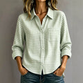 Spring-Summer Casual Long Sleeve Lapel Collar Plaid Loose Shirt