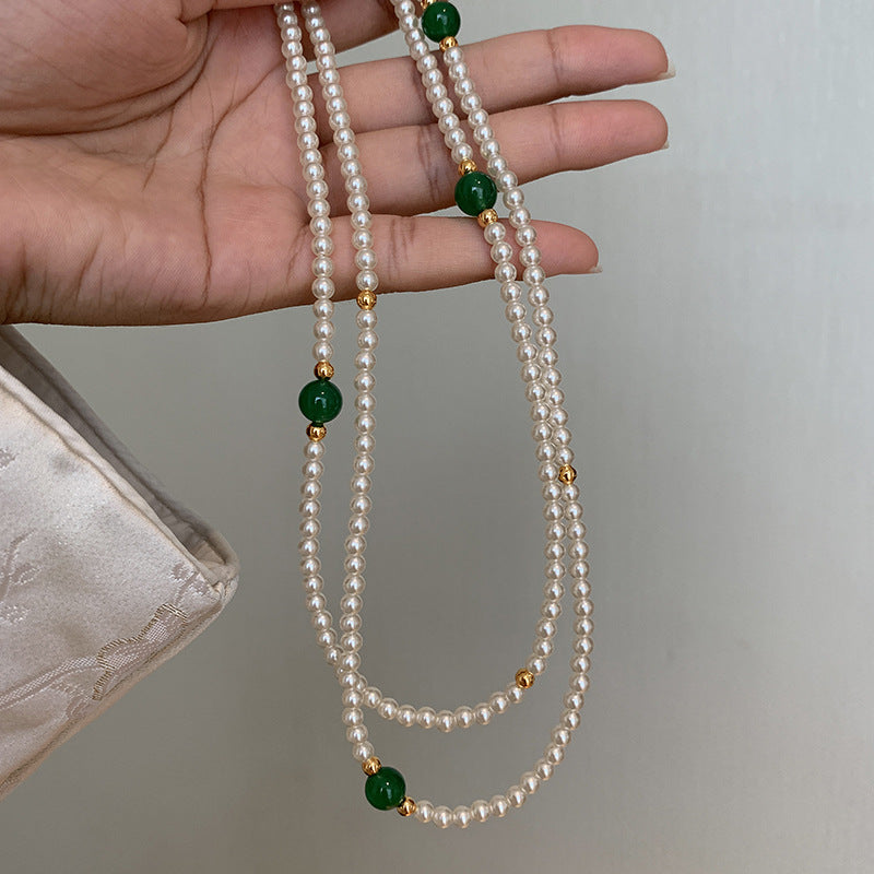 Long Round Faux Pearl Necklace - view 4