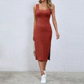 Women's Ribbed Knit Side Slit Bodycon Dress