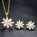 New Import Korean Influencer Live Bestseller Copper Set Colorful Cubic Zirconia Flower Pendant Necklace Fashionable OL Set
