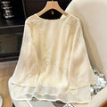 Women's Summer New Chinese Elegant Embroidered Shirt 2026 | Casual Shirt - As Pictured