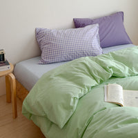 Provence Pillowcase Purple Check Dark Purple / 0.9m Bed - 3-Piece Flat Sheet - Fits 150x200cm Duvet