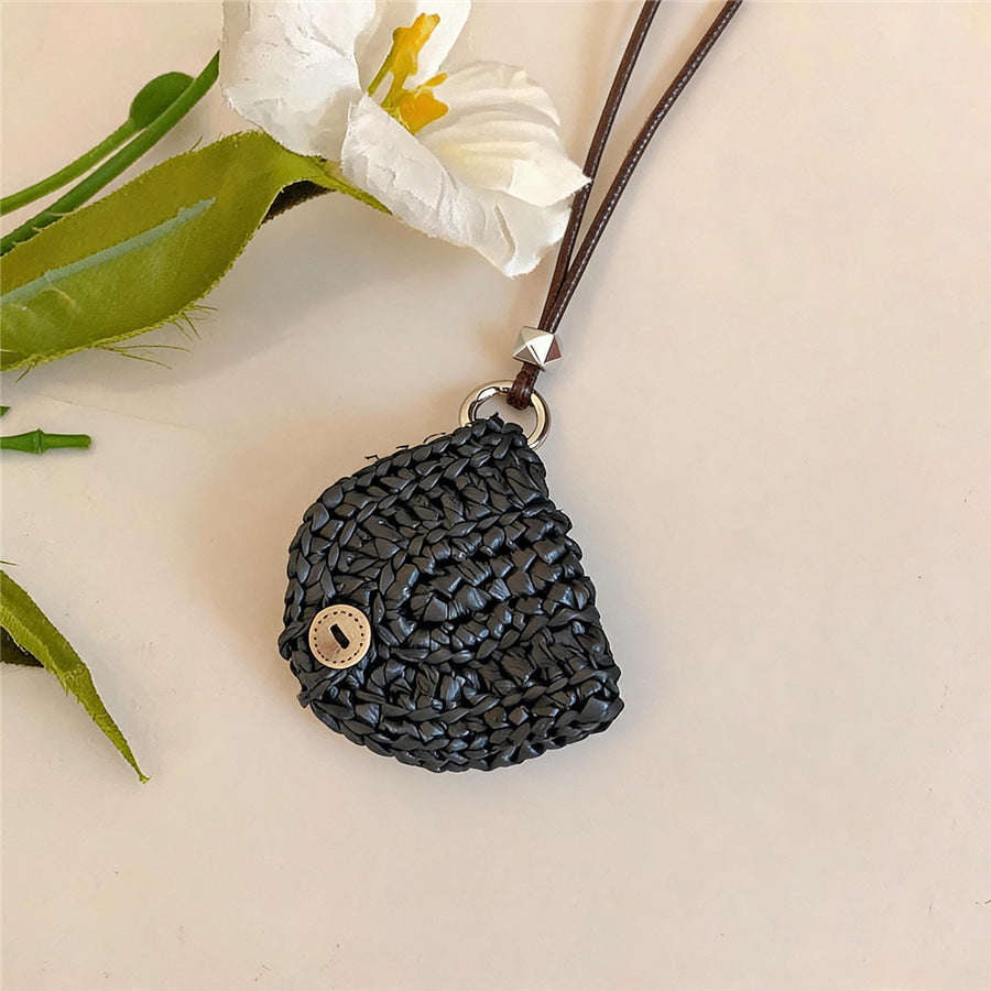 Woven Coconut Shell Glasses Holder Necklace with Leather Cord - view 7