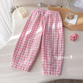 Girls' Plaid Embroidered Casual Pants
