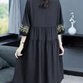 Ethnic Embroidered Crew Neck Plus Size Panel Dress