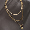 EU/US Import Retro Versatile Multi-Layer Snake Chain Necklace Simple Coin Pendant OT Clasp Necklace Accessory Women Wholesale