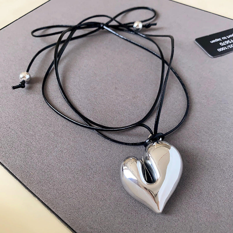 Korean Minimalist Heart Pendant Necklace - view 8