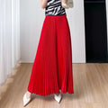 Summer Fashion Slimming High Waist Pleated Swing Loose Wide Leg Pants + Pants
