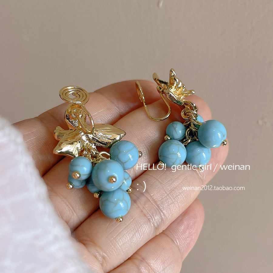 French Metal Flower Stud Earrings - view 3