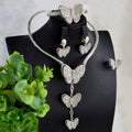 EU/US Import Bestseller Fringe 3D Butterfly Rhinestone Necklace Bracelet Set Earrings Ring Banquet Women Jewelry Set