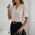 Spring-Summer Casual Fashion Short Sleeve V-Neck Shirt