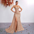 Women's Strapless Sequin Mermaid Sexy Classic Premium Socialite Evening Gown ...