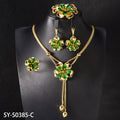 Overseas Dubai Bestseller 18K Gold Necklace Earrings Set Ring Bracelet Set India Women Banquet Flower Jewelry Set
