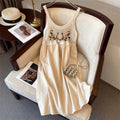 Bohemian Ethnic Style Embroidered Camisole Mid-Length Dress