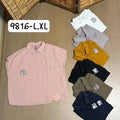 Summer Korean Youthful Linen Mini Flutter Sleeve Peter Pan Collar Loose Shirt