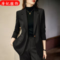 Fall Professional Casual Plus Size Mid-Length Long Blazer + Top Set