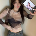 Women's Retro Tie Dye Sheer Slim T-Shirt