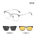 Beesfen 8899ZM Magnetic Fit-Over Glasses Frame 3 Combo One Polarized Big Face Prescription Glasses Men Sunglasses