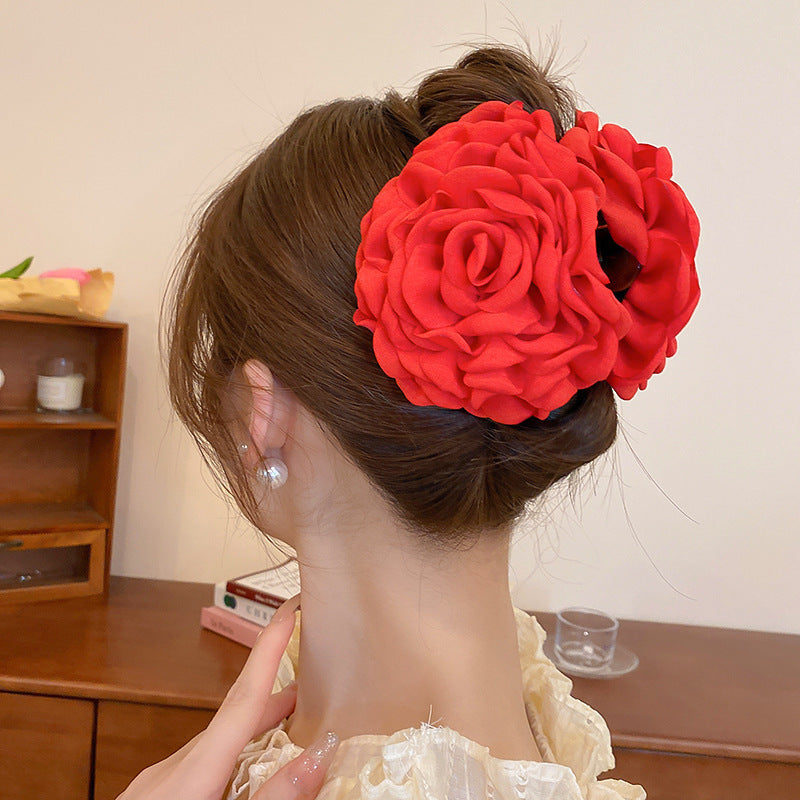 Red Rose Flower Side Hair Clip - view 11