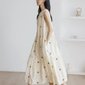 Embroidered Sleeveless A-Line Dress, Princess Style Vacation Long Dress